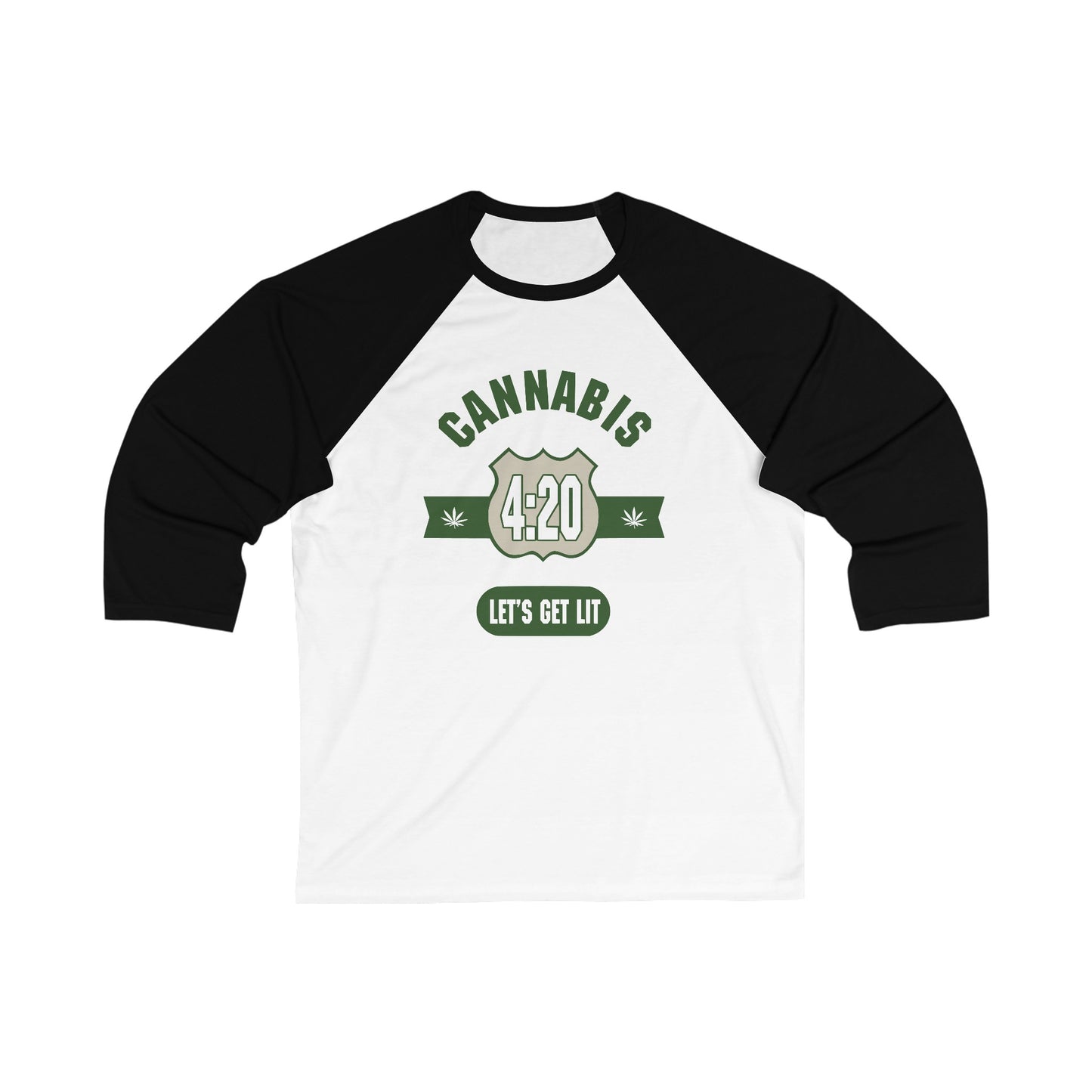 420 Let's Get Lit Unisex 3\4 Sleeve Baseball Tee